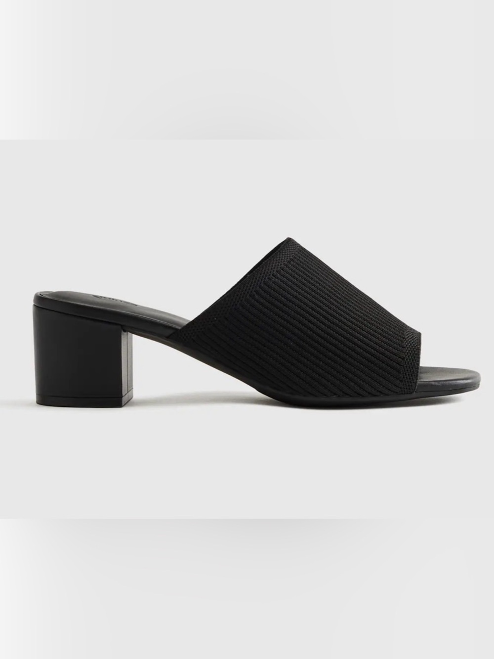 Quince Italian Leather & Eco Knit Heeled Mule